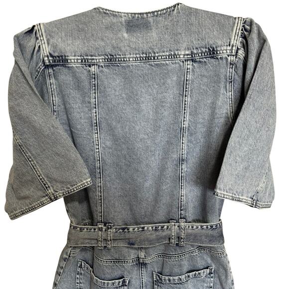 Driftwood NWOT Quilted Romper Belted Waist V Neck Denim Acid Wash Size Small - Picture 8 of 12